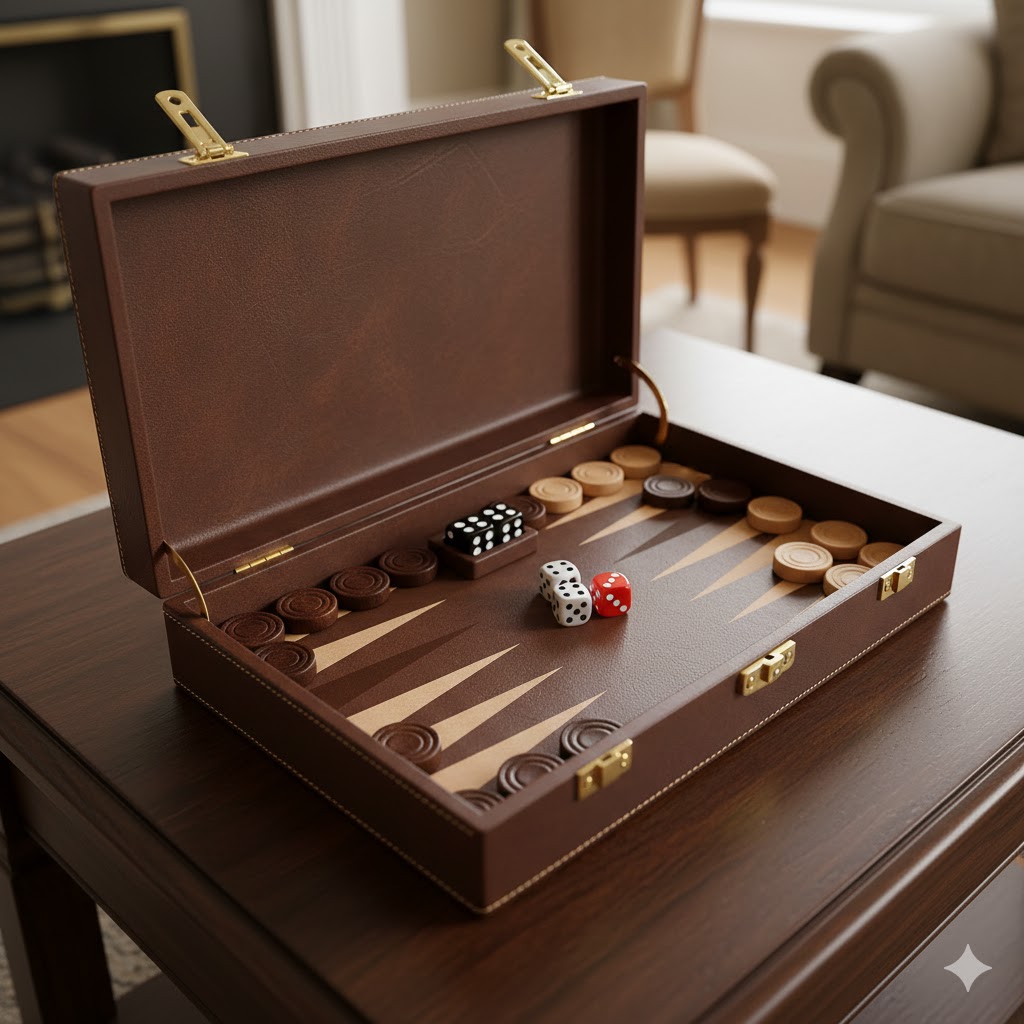 Backgammon peli: pelilauta matkaan