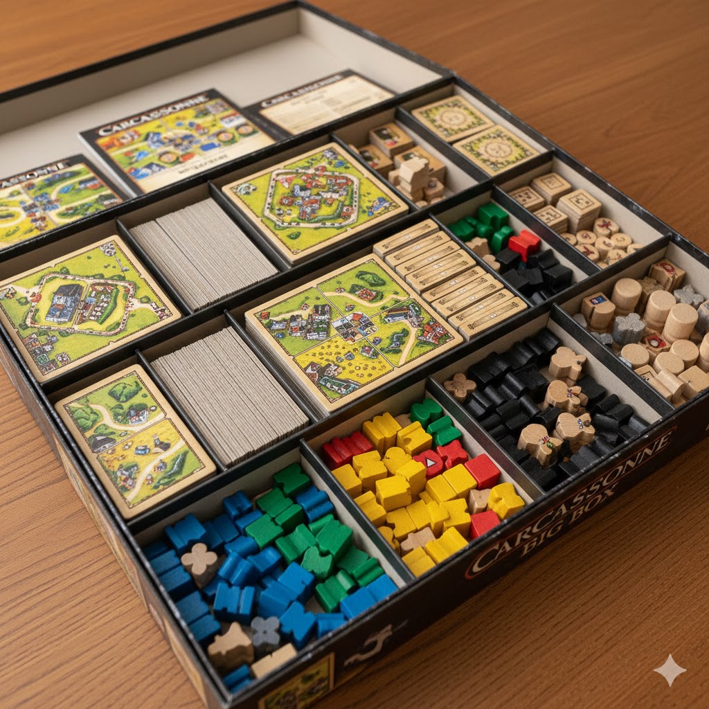 Carcassonne Big Box ja sen säännöt sekä vinkit täydelliseen lautapelikokemukseen